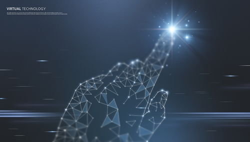 蓝色手指科技感信息技术网格线条光效三维立体空间高清背景海报psd设计素材 83104 设计元素 美工云 meigongyun.com 未归类